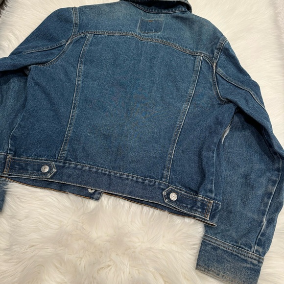Levi’s vintage denim jean jacket medium dark wash snap buttons XL - Picture 14 of 16